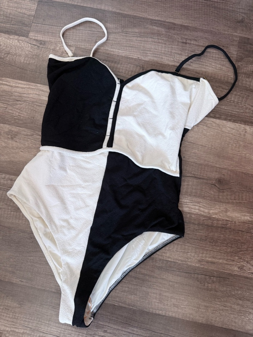 FARM Rio Black and White Colorblock One-Piece Swimsuit